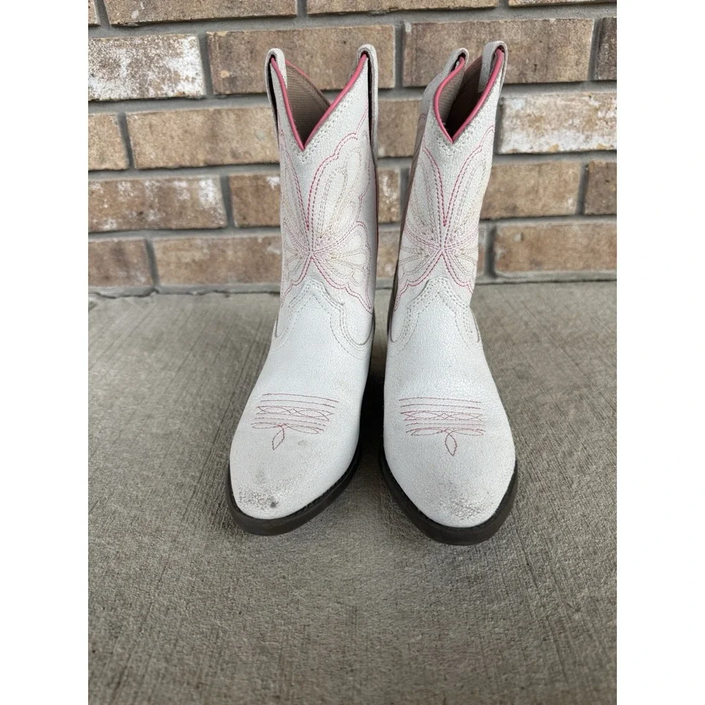 Kids Girls Ariat Boots Heritage Western Butterfly White Pink Size 1.5 Girls